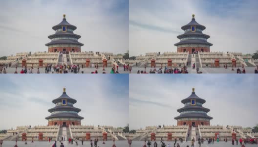 游客在天坛的时间流逝视频在北京城市，中国，时间流逝高清在线视频素材下载