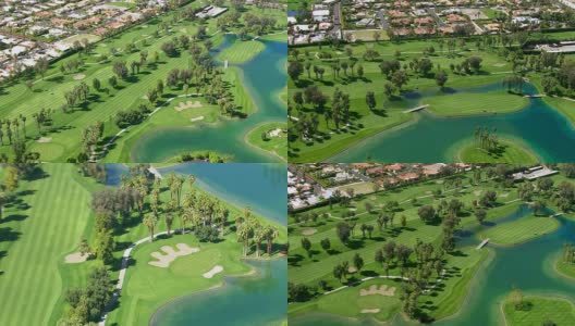加州棕榈泉高尔夫球场航拍高清在线视频素材下载