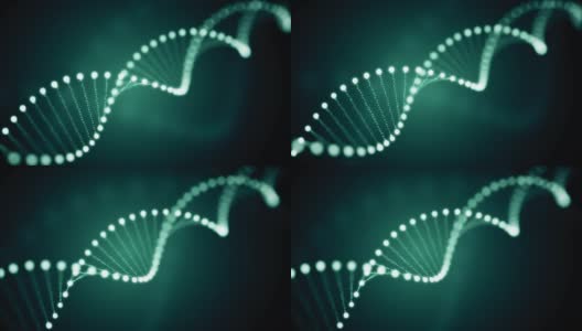 无缝动画旋转DNA发光分子在绿色背景高清在线视频素材下载