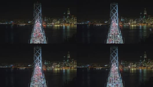 旧金山奥克兰海湾大桥夜景高清在线视频素材下载