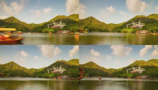 中国艳阳天珠海著名的新圆明园湖全景4k时间高清在线视频素材下载