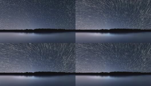 星星的轨迹，美丽的蓝色夜晚的倒影高清在线视频素材下载