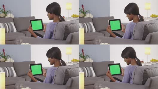 黑人女性用平板电脑视频聊天高清在线视频素材下载