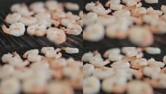 商业厨房食物准备-烤虾高清在线视频素材下载