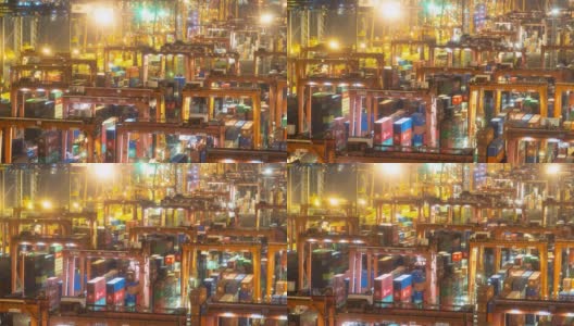 香港葵青货柜码头的时间流逝高清在线视频素材下载