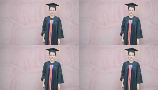 亚洲女学生获得了该大学的学士学位。高清在线视频素材下载