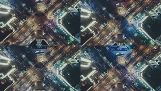 T/L TU城市街道的夜晚十字路口高清在线视频素材下载