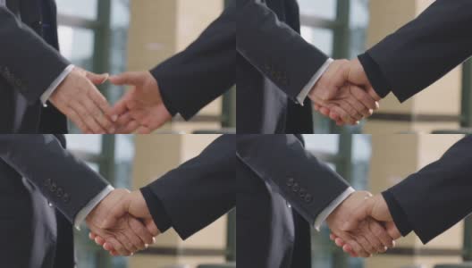 商人握手和问候在办公室的特写高清在线视频素材下载