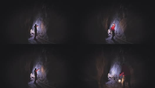 人探索洞穴高清在线视频素材下载