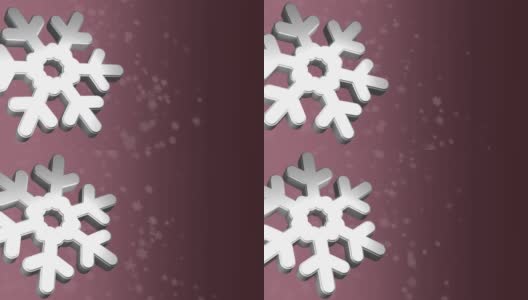 3D雪花与飘落的雪花背景高清在线视频素材下载