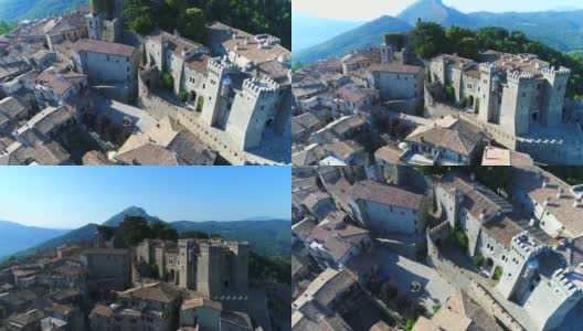 Collalto Sabino鸟瞰图，风景如画的中世纪村庄附近的Rieti，在意大利。高清在线视频素材下载