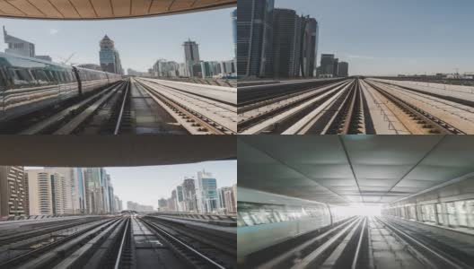 T/L POV地铁通过迪拜市中心/迪拜，阿联酋高清在线视频素材下载