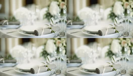 为婚宴装饰的桌子高清在线视频素材下载