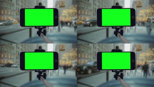 智能手机纽约市绿色屏幕chromakey圣诞假期手机高清在线视频素材下载
