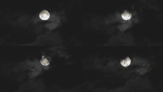 在树和云上面的夜空中满月高清在线视频素材下载