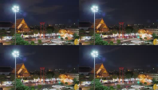 延时俯视图Wat Suthat，泰国曼谷高清在线视频素材下载
