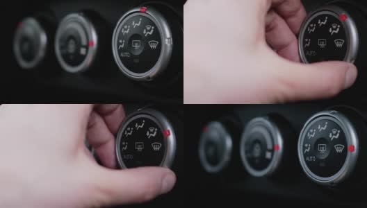 手动开关，调节空调，温度，旋钮在车内高清在线视频素材下载