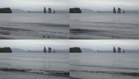 堪察加半岛海景在太平洋的岩石岛屿高清在线视频素材下载