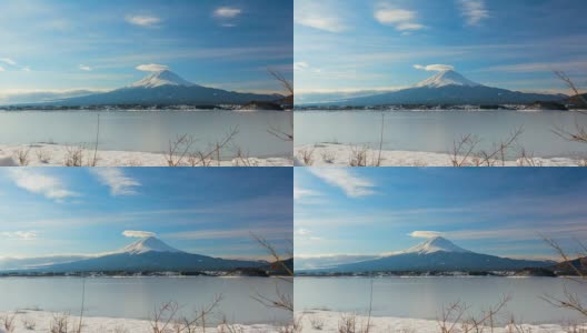 4k时间流逝在白天的场景，富士山在冬季，日本高清在线视频素材下载