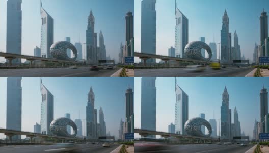 时间流逝，迪拜城市枢纽高清在线视频素材下载