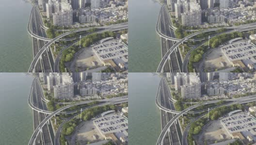 海上高速公路分叉处与高架桥连接线高清在线视频素材下载