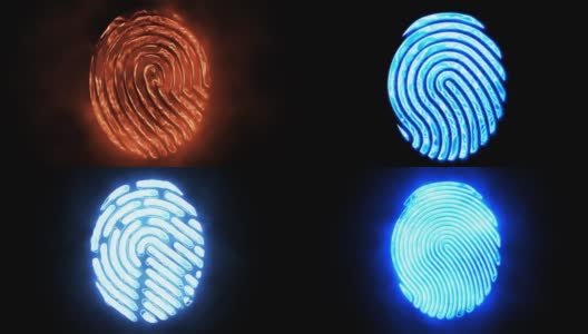动画指纹彩色霓虹灯阿尔法磨光触摸ID未来数字处理生物识别扫描仪的概念。安全，守卫概念，为移动应用程序或智能手机解锁高清在线视频素材下载