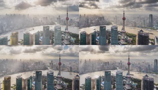 T/L WS HA PAN现代摩天大楼与移动的云/中国上海高清在线视频素材下载