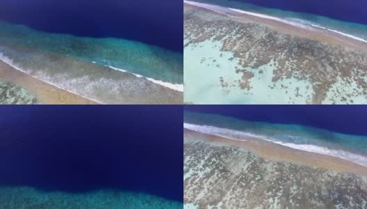 海浪撞击海滩的鸟瞰图，马尔代夫高清在线视频素材下载