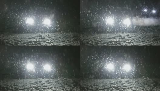 汽车在暴风雪中行驶高清在线视频素材下载