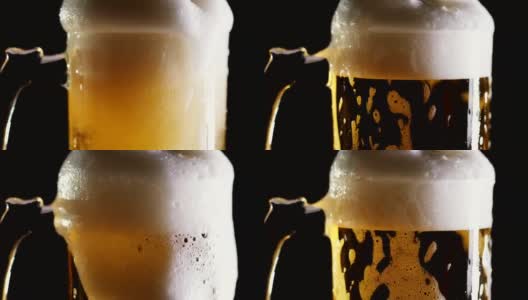 在酒吧里，人们把啤酒倒进杯子里。特写镜头高清在线视频素材下载