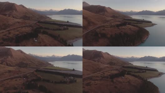 新西兰南岛坎特伯雷高地的库克山和普卡基湖空中公路旅行高清在线视频素材下载