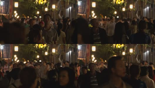 成都的锦里大街晚上挤满了亚洲人高清在线视频素材下载