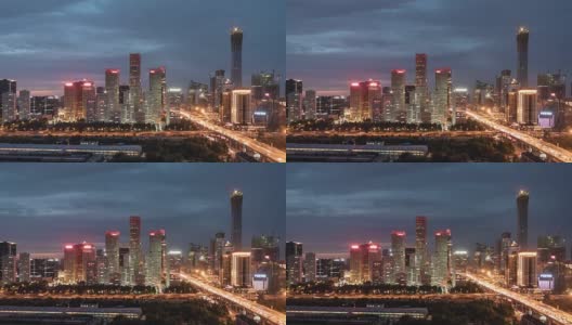 T/L HA Downtown Beijing at Night /北京，中国高清在线视频素材下载