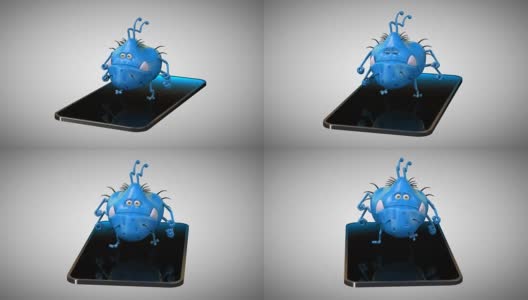有趣的细菌和手机- 3D动画高清在线视频素材下载