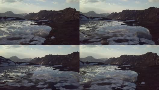无人机镜头风景冰冻的高山湖泊高清在线视频素材下载