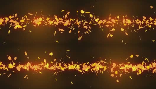 秋叶落在黄色的背景，银杏叶，环闪动画，高清在线视频素材下载