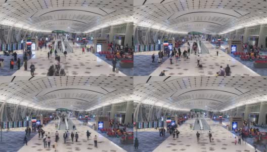 时光流逝:香港机场离境区游客拥挤高清在线视频素材下载