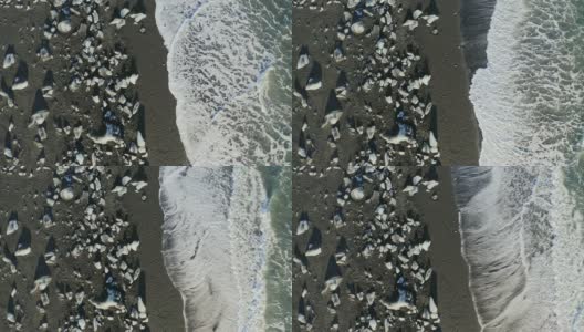 冰岛钻石海滩上的冰鸟瞰图高清在线视频素材下载