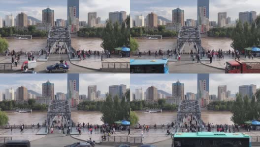 时光流逝，黄河上的大桥高清在线视频素材下载