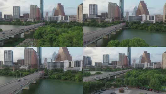 蝙蝠从国会大道桥无人机视频美国德克萨斯州奥斯汀高清在线视频素材下载