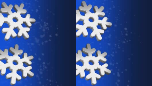 3D雪花与飘落的雪花背景高清在线视频素材下载