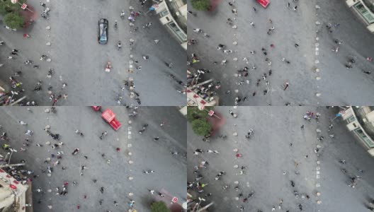 上海著名的中国南京路市区步行街鸟瞰图高清在线视频素材下载