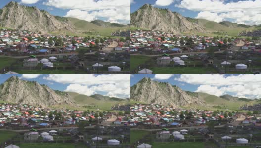 蒙古南西伯利亚的传统多彩的城市住宅高清在线视频素材下载