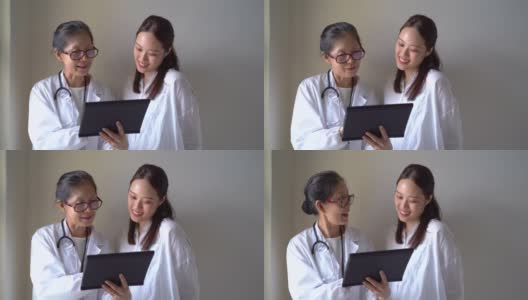 女医生在检查后向病人解释健康状况和医疗报告高清在线视频素材下载