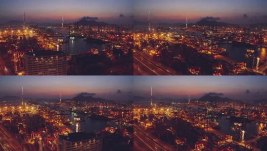 香港港口工业区、昂船洲大桥的无人机画面高清在线视频素材下载