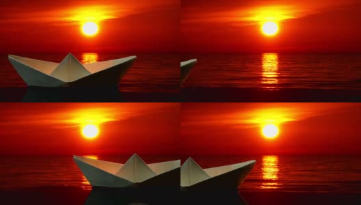 日落时的纸船高清在线视频素材下载