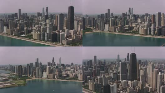日间航拍的芝加哥市中心和芝加哥港。高清在线视频素材下载