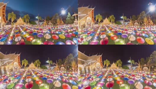 泰国Lamphun Hariphunchai Woramahawihan Temple Krathong Festival(水灯节高清在线视频素材下载