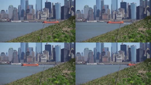 纽约渡轮的山景高清在线视频素材下载