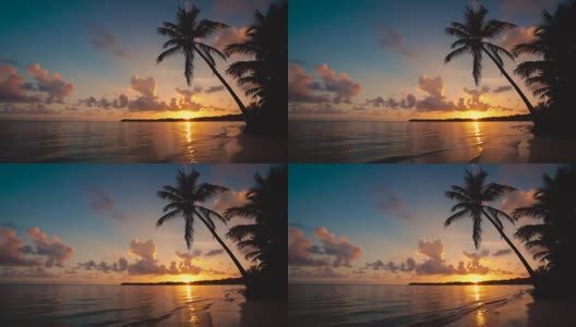 日出海景，云景和热带岛屿海滩。蓬塔卡纳度假胜地，多米尼加共和国高清在线视频素材下载
